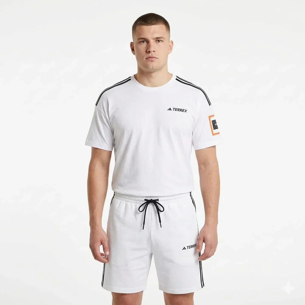 ADIDAS Terrex Relaxed Fit Mens Performance Lounge Set in White