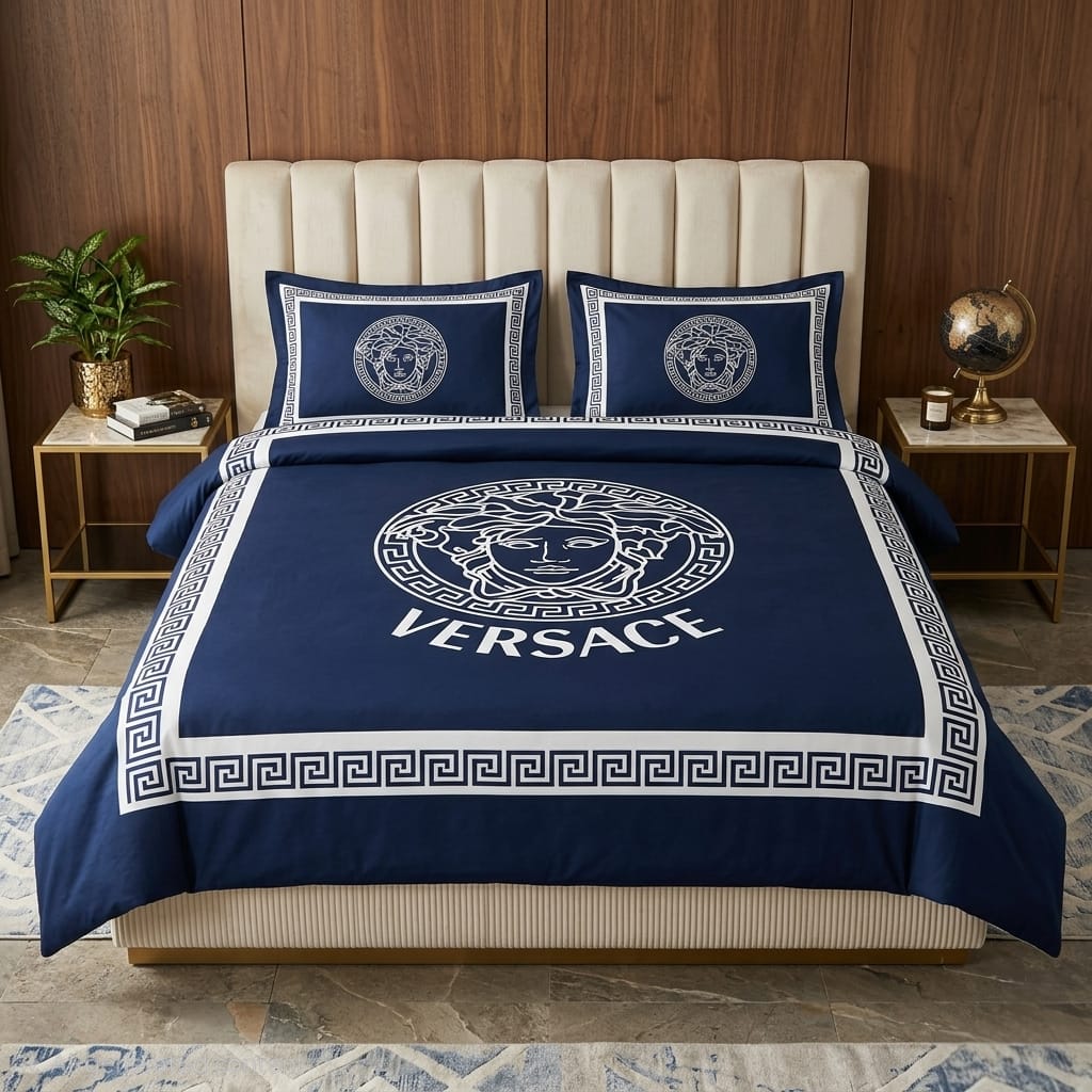 VERSACE Medusa Head Luxury Cotton Bedding Set with Pillow Cover