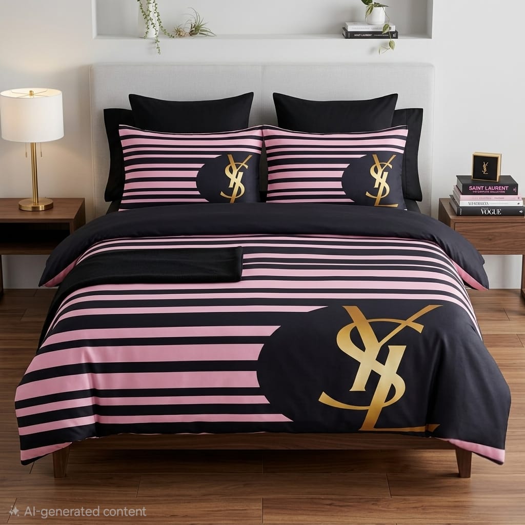 YSL Inspired Striped Bedding Set