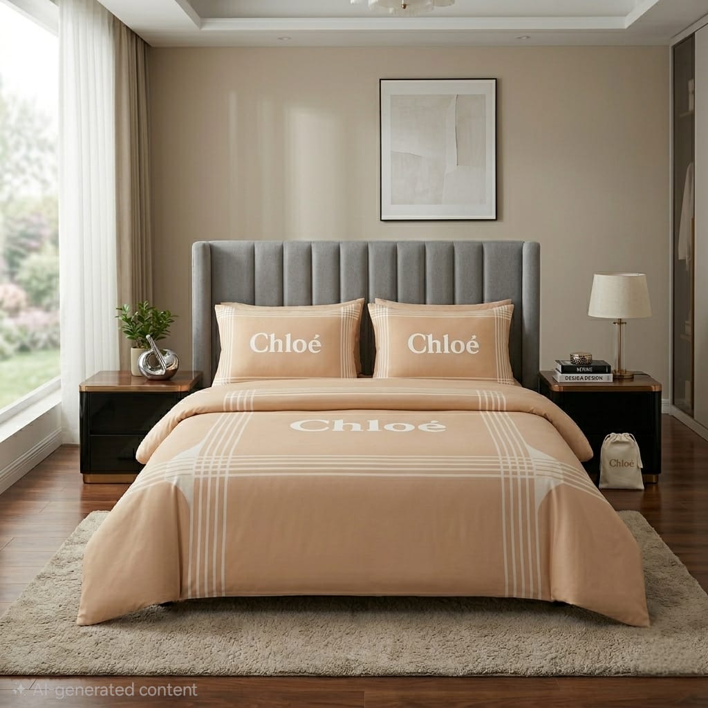 CHLOE Signature Cream Duvet Bedding Set with Matching Pillow Cover