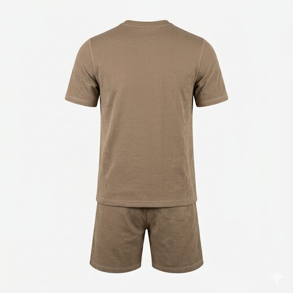 NIKE Men's Textured Knit Lounge Set in Light Taupe