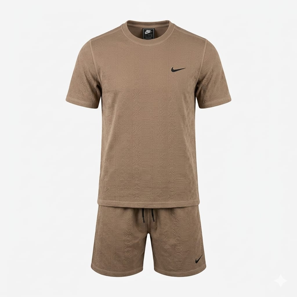NIKE Men's Textured Knit Lounge Set in Light Taupe