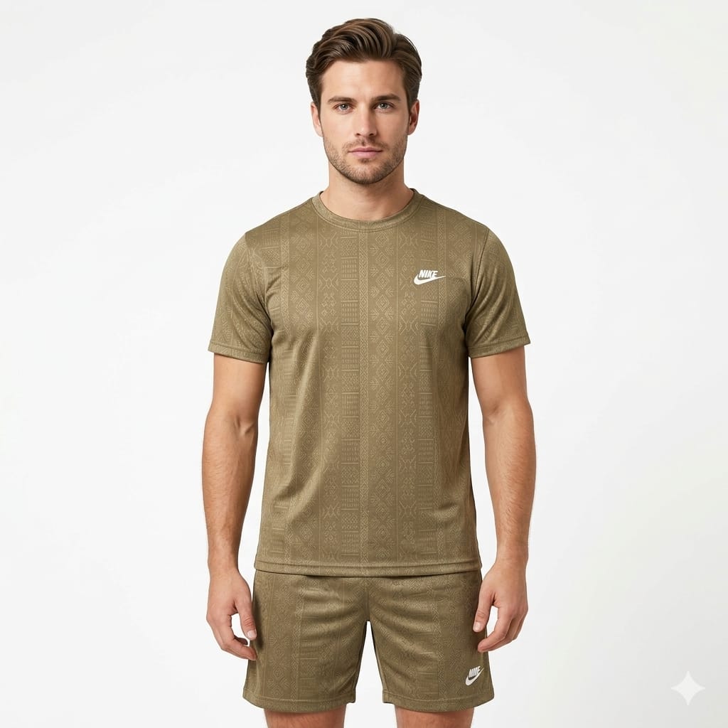 NIKE Men's Textured Knit Lounge Set in Light Brown