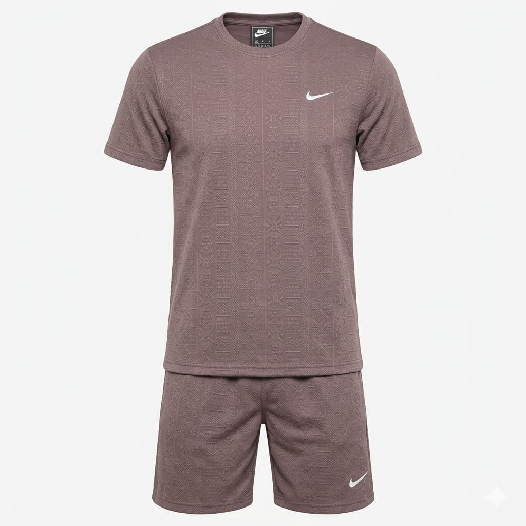 NIKE Men's Textured Knit Lounge Set in Stone Mauve
