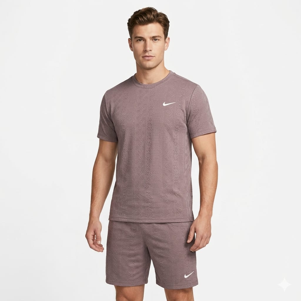 NIKE Men's Textured Knit Lounge Set in Stone Mauve