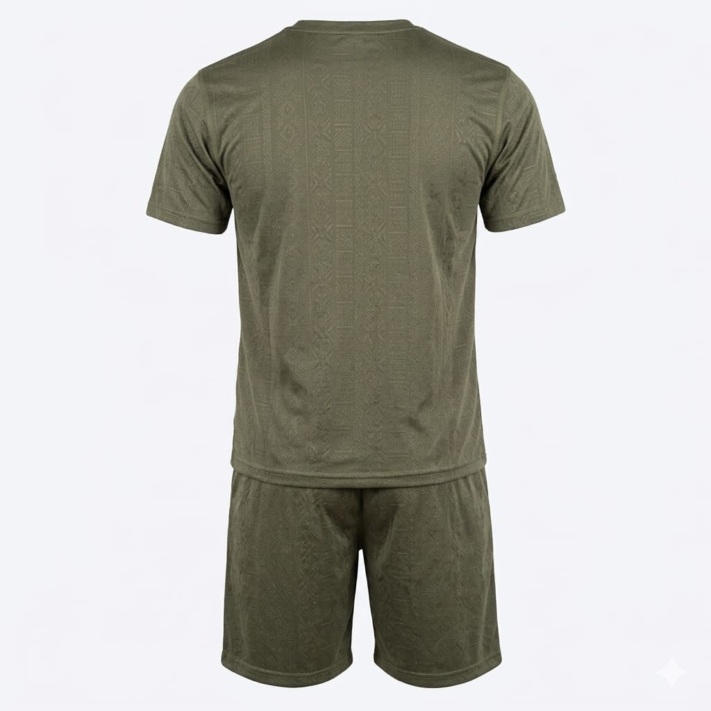 NIKE Men's Textured Knit Lounge Set in Olive Green