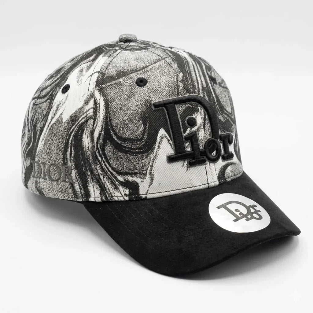 DIOR Gray Marble Print Baseball Cap With Embroidered Gothic Logo