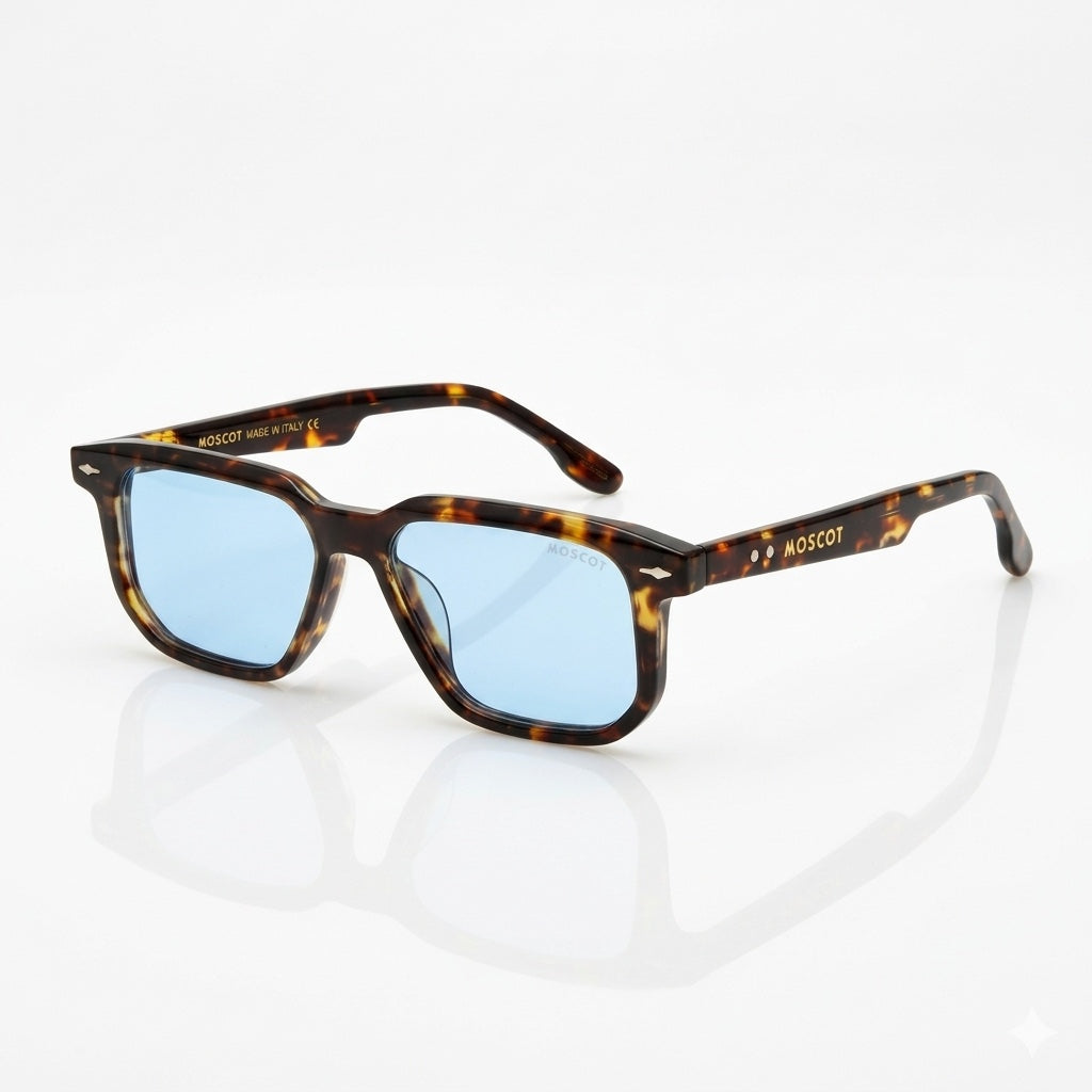 MOSCOT ORIGINALS Rustic Amber Artisan Sunglasses with Azure Lenses