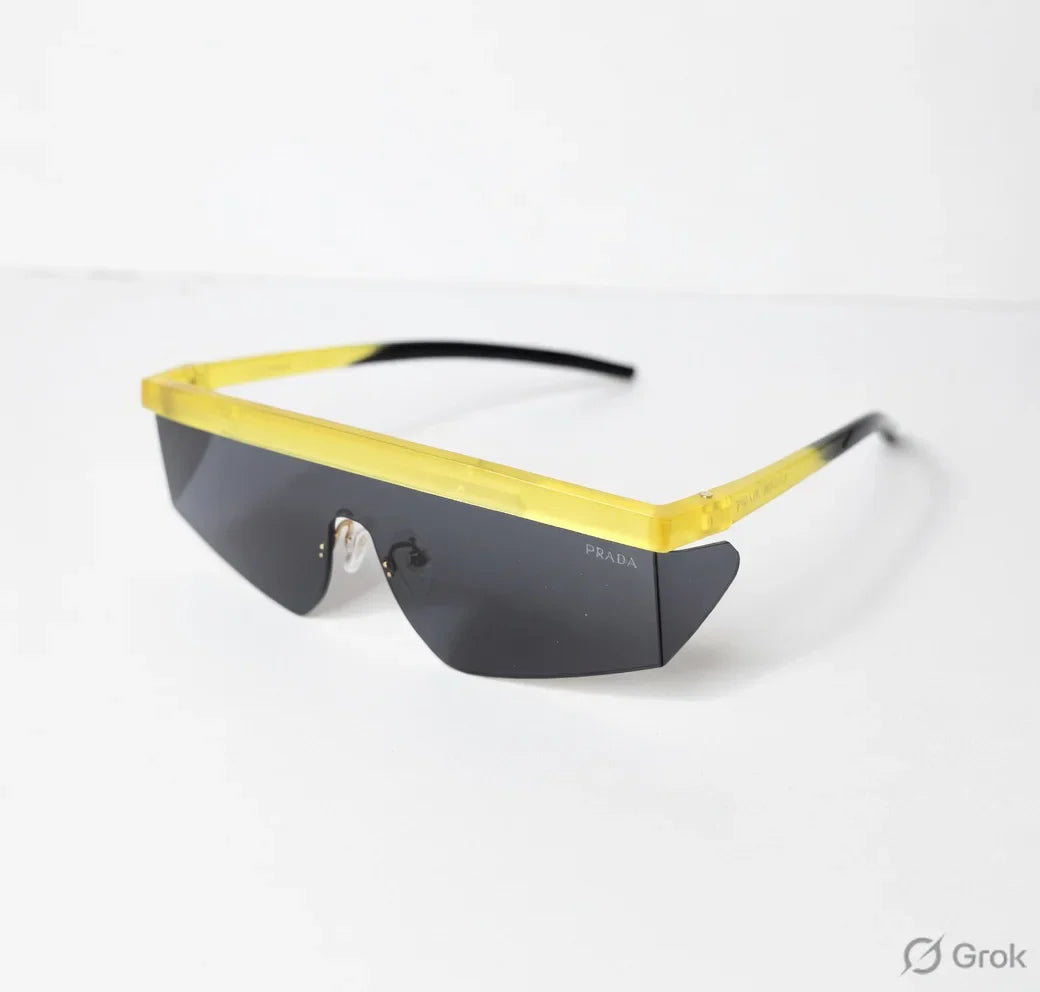 PRADA Luminous Amber Bold Shield Sunglasses