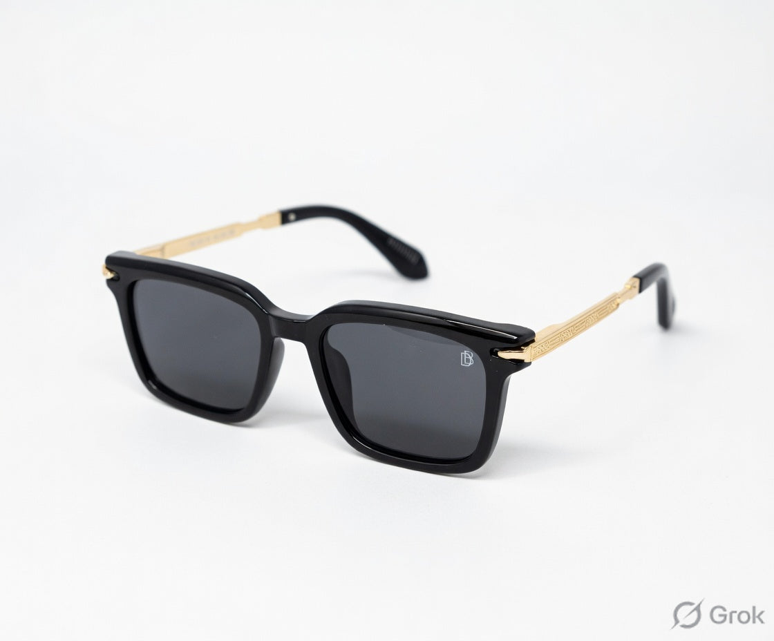 DAVID BECKHAM Obsidian Luxe Square Sunglasses with Gilded Details