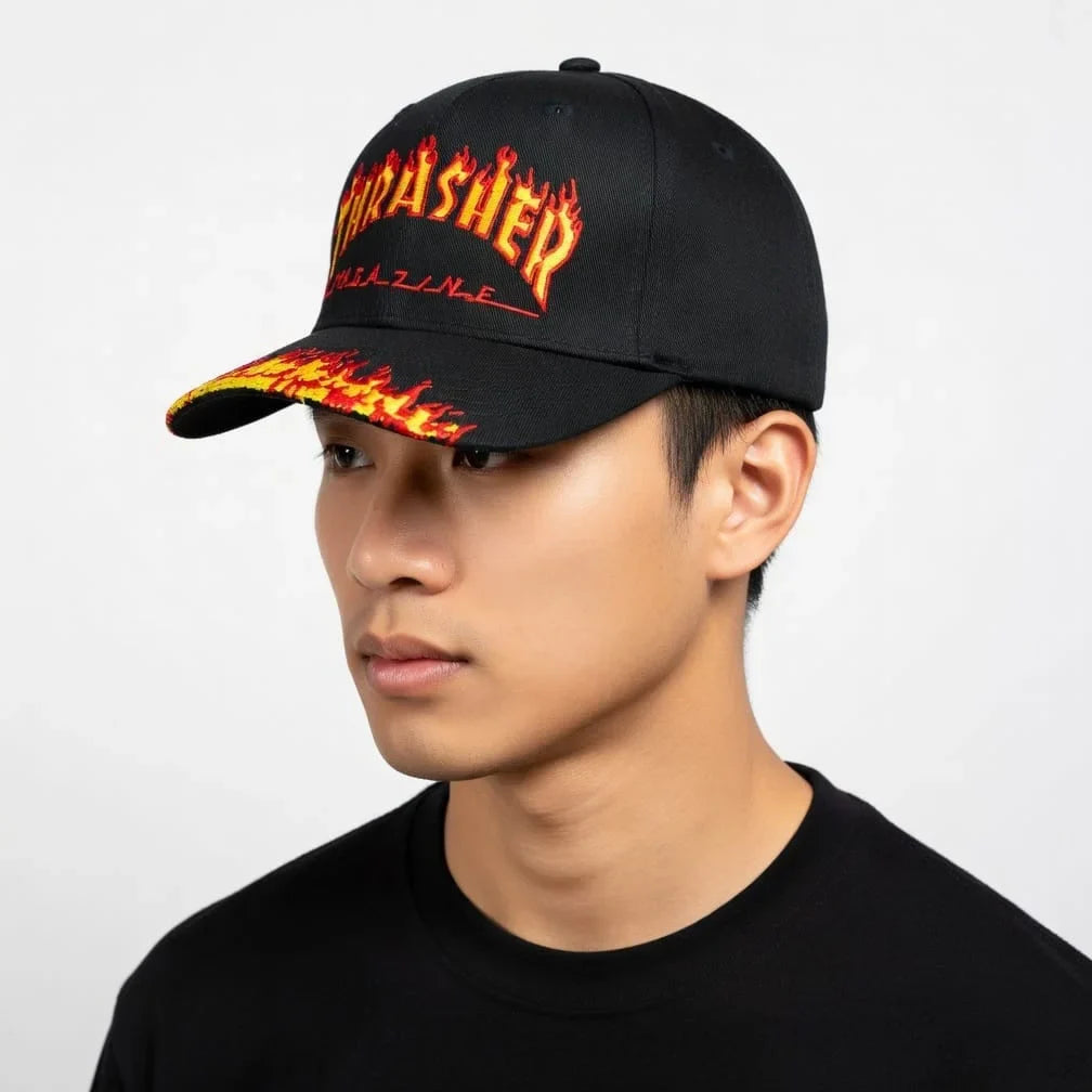 THRASHER Flame Logo Snapback Cap