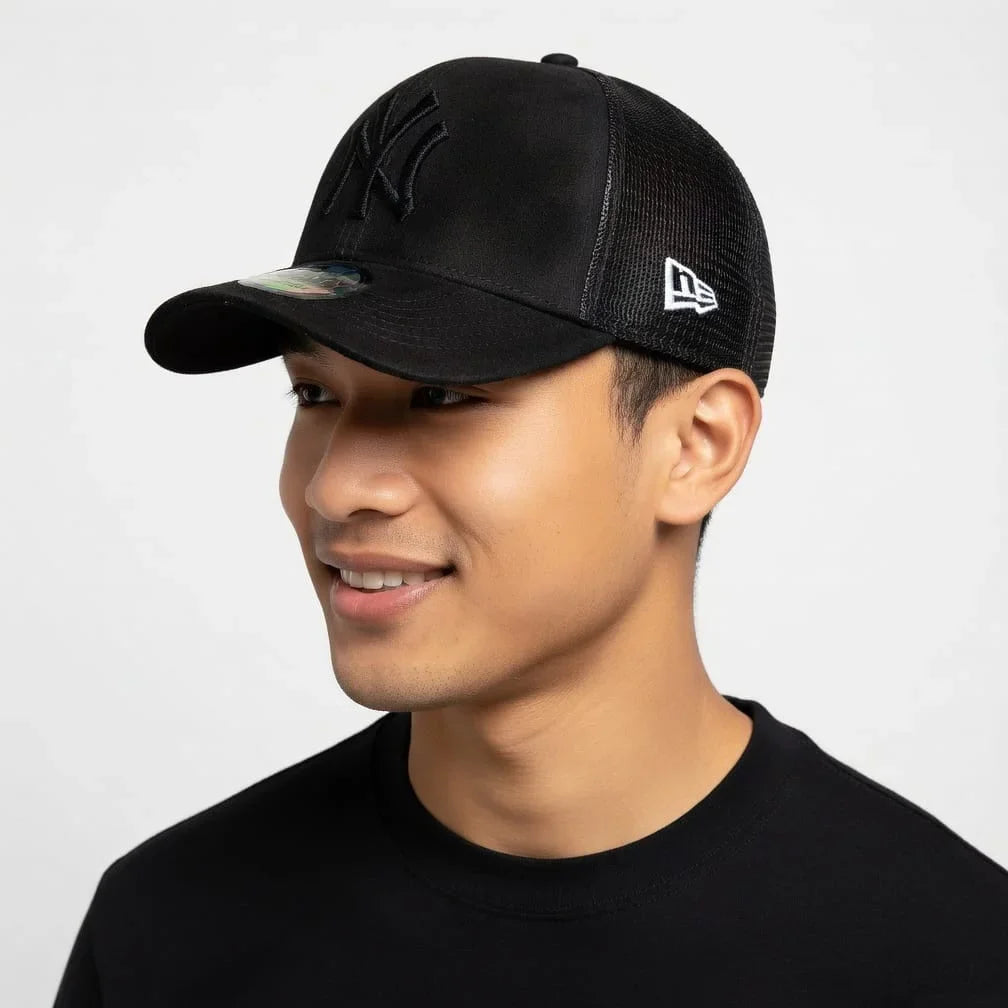 New Era NY Black Trucker Cap with Logo