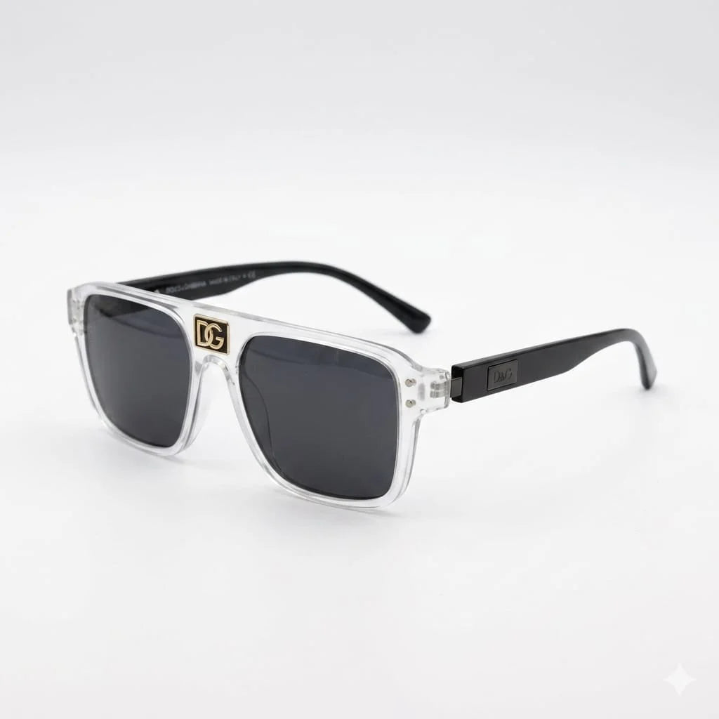 Dolce & Gabbana Clear Frame Square Sunglasses with Black Temples