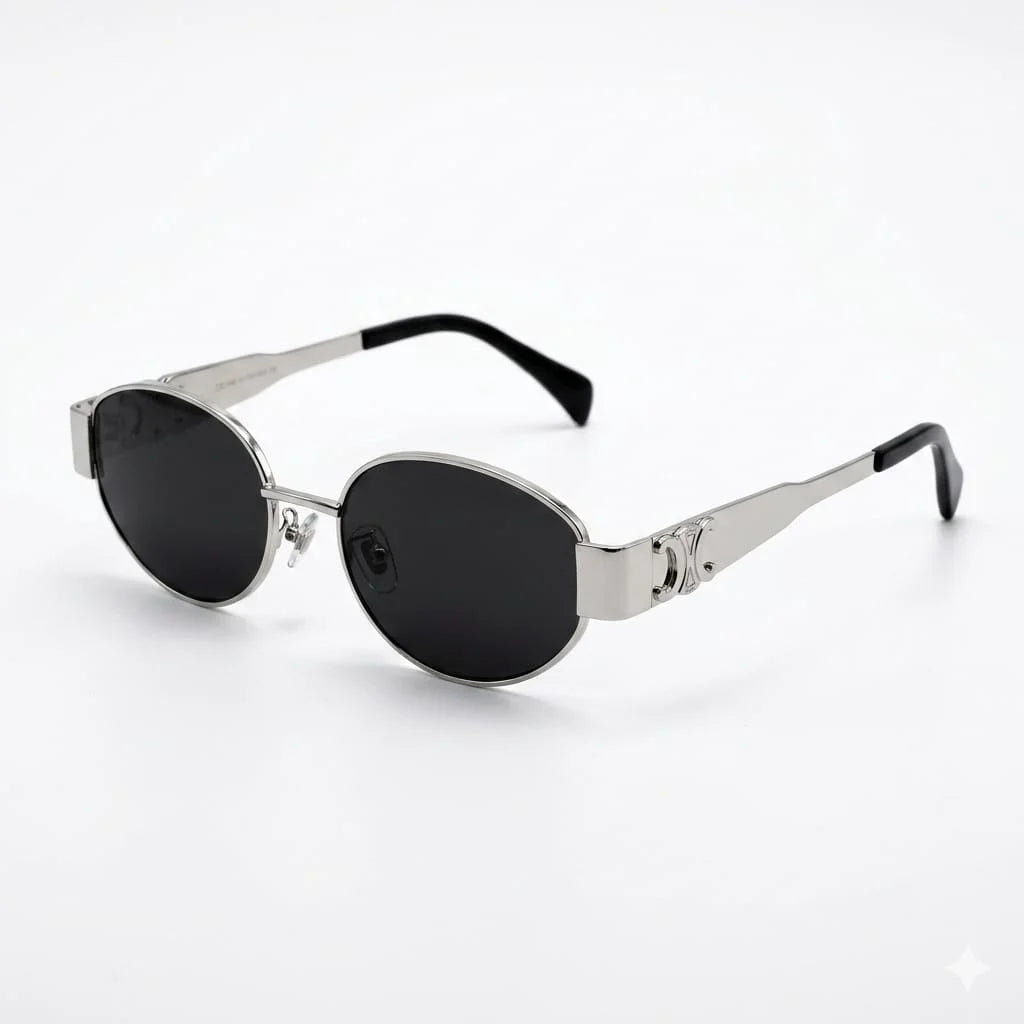 CELINE  Silver Frame Oval Sunglasses