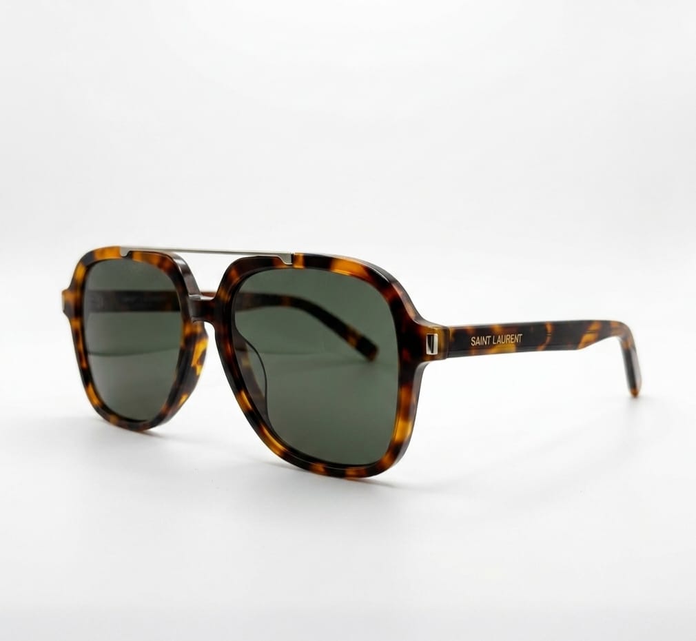 SAINT LAURENT Tortoiseshell Square Sunglasses