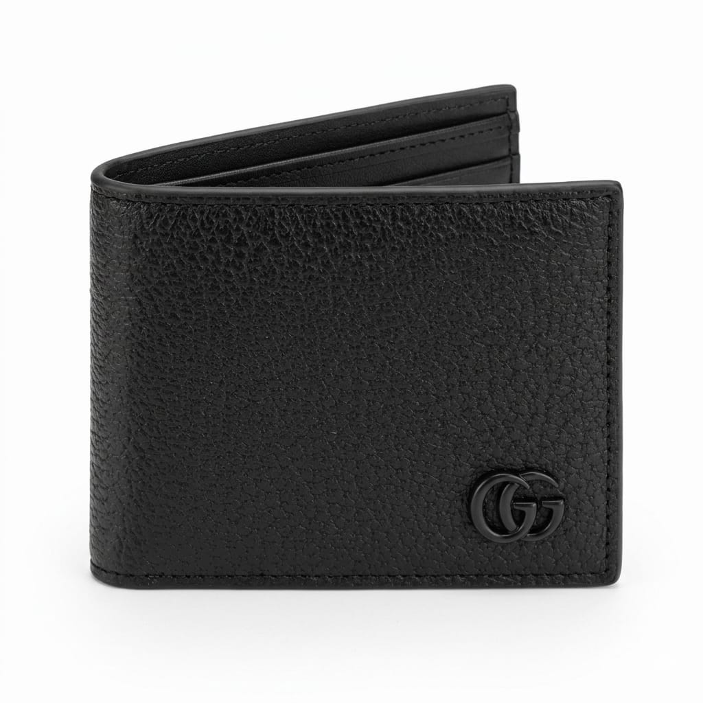 GUCCI Leather Bi-Fold Wallet in Black