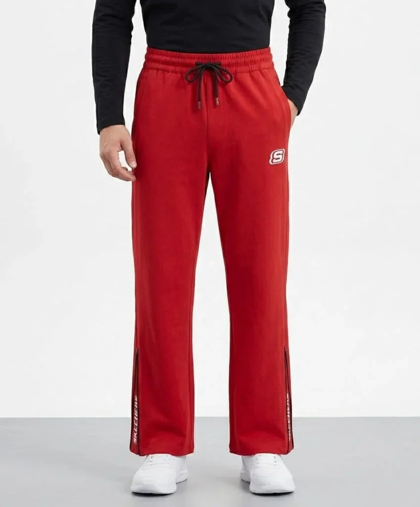Skechers Men's Active Red Track Pants with Zipper Detail