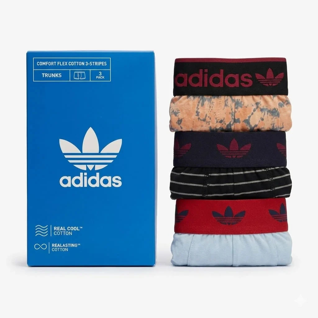 Adidas Comfort Flex Cotton 3-Stripes Trunks - 3 Pack