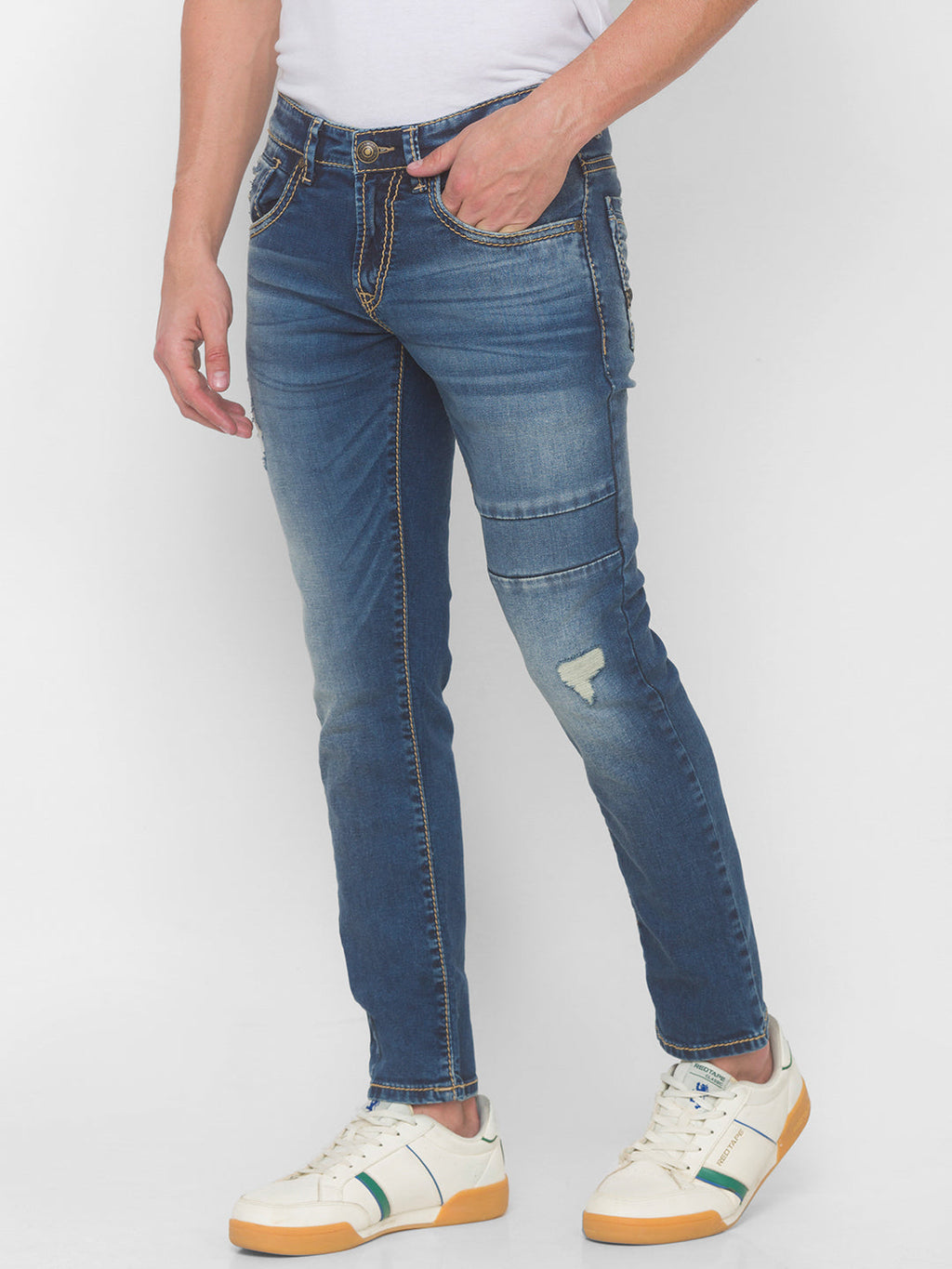 SPYKAR Classic Slim Fit Distressed Jeans