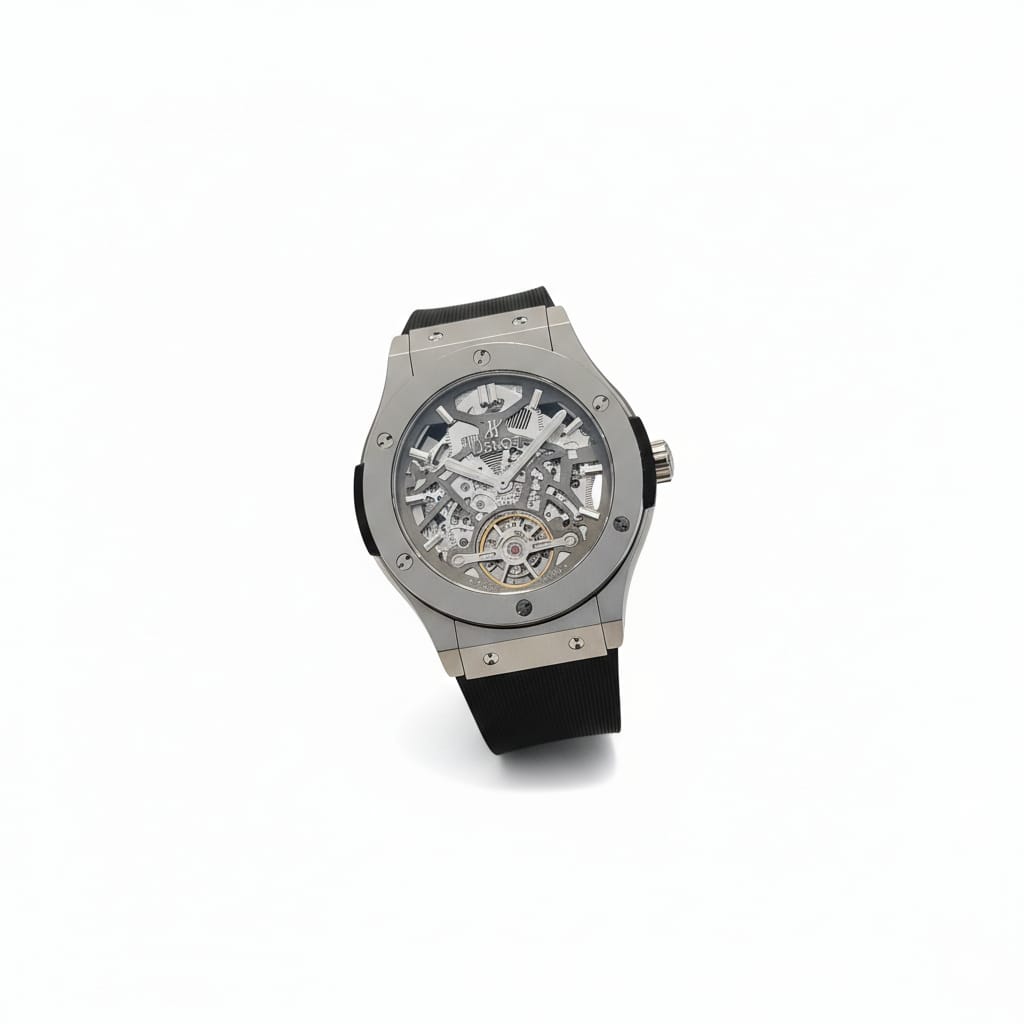 HUBLOT Shadowed Titanium Exquisite Fusion Skeleton Automatic Timepiece T-Shirt
