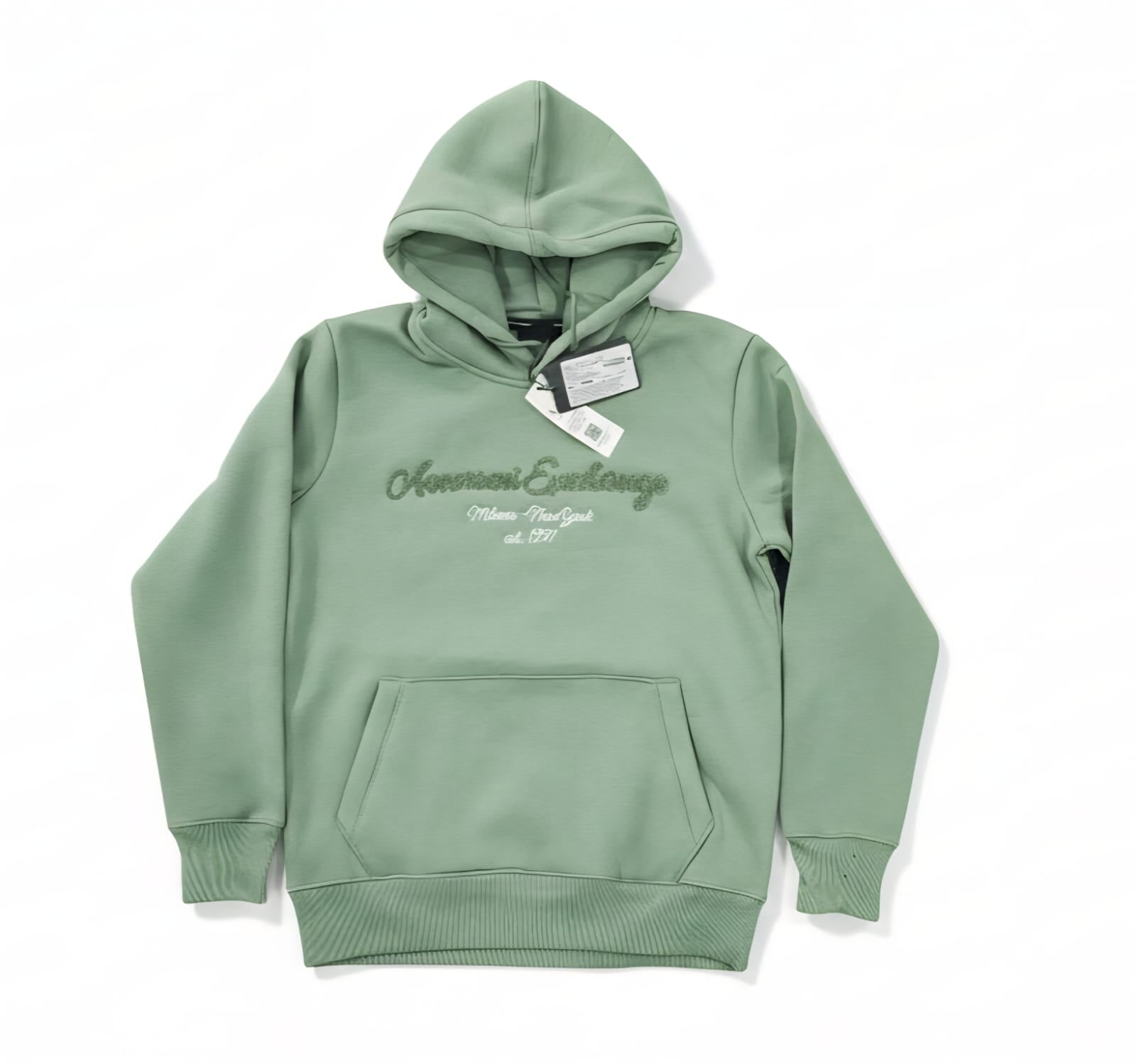 Armani Exchange Classic Logo Hoodie in Sage Green