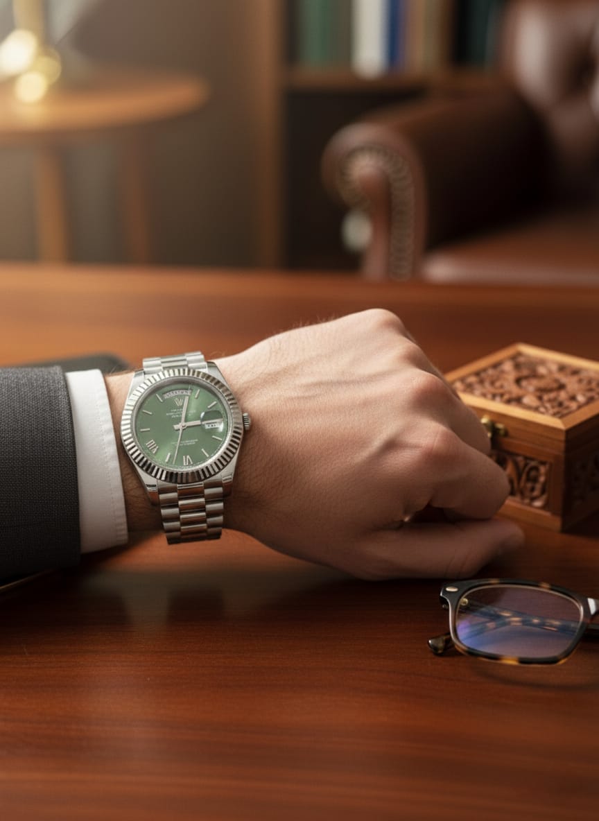 ROLEX Emerald Horizon Precision Watch with Silver Bracelet  (IMPORTED)