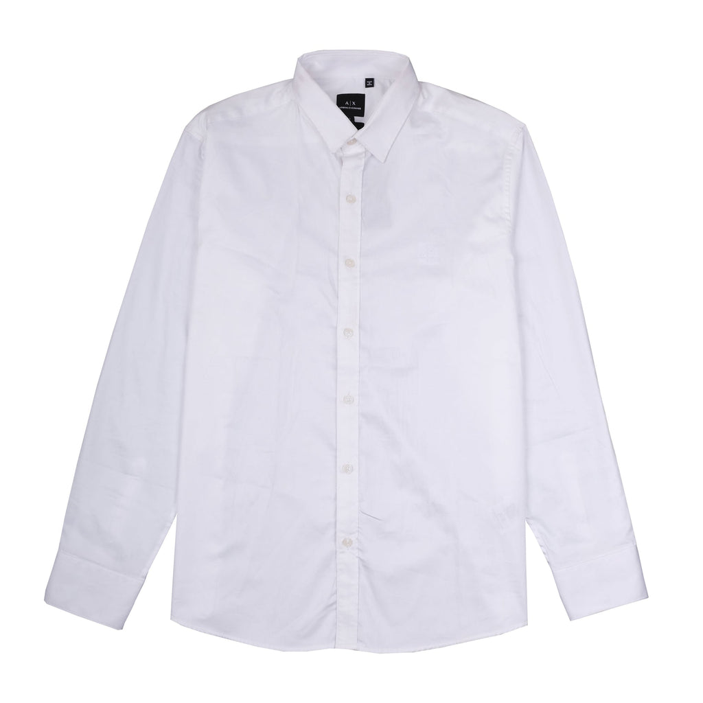 ARMANI EXCHANGE Crystal White Classic Fit Long Sleeve Shirt