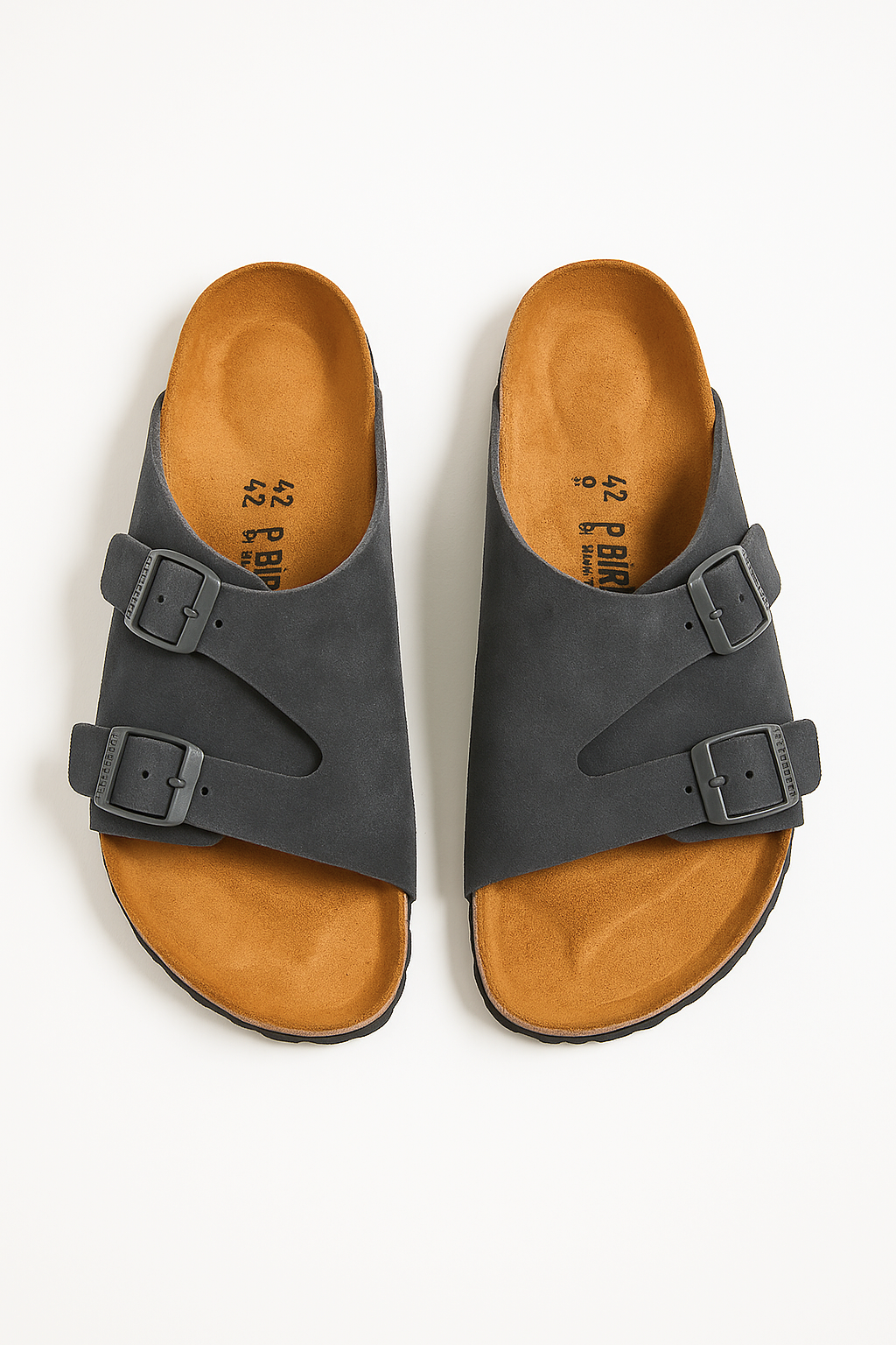BIRKENSTOCK Obsidian Slate Classic Double Buckle Slide Sandals