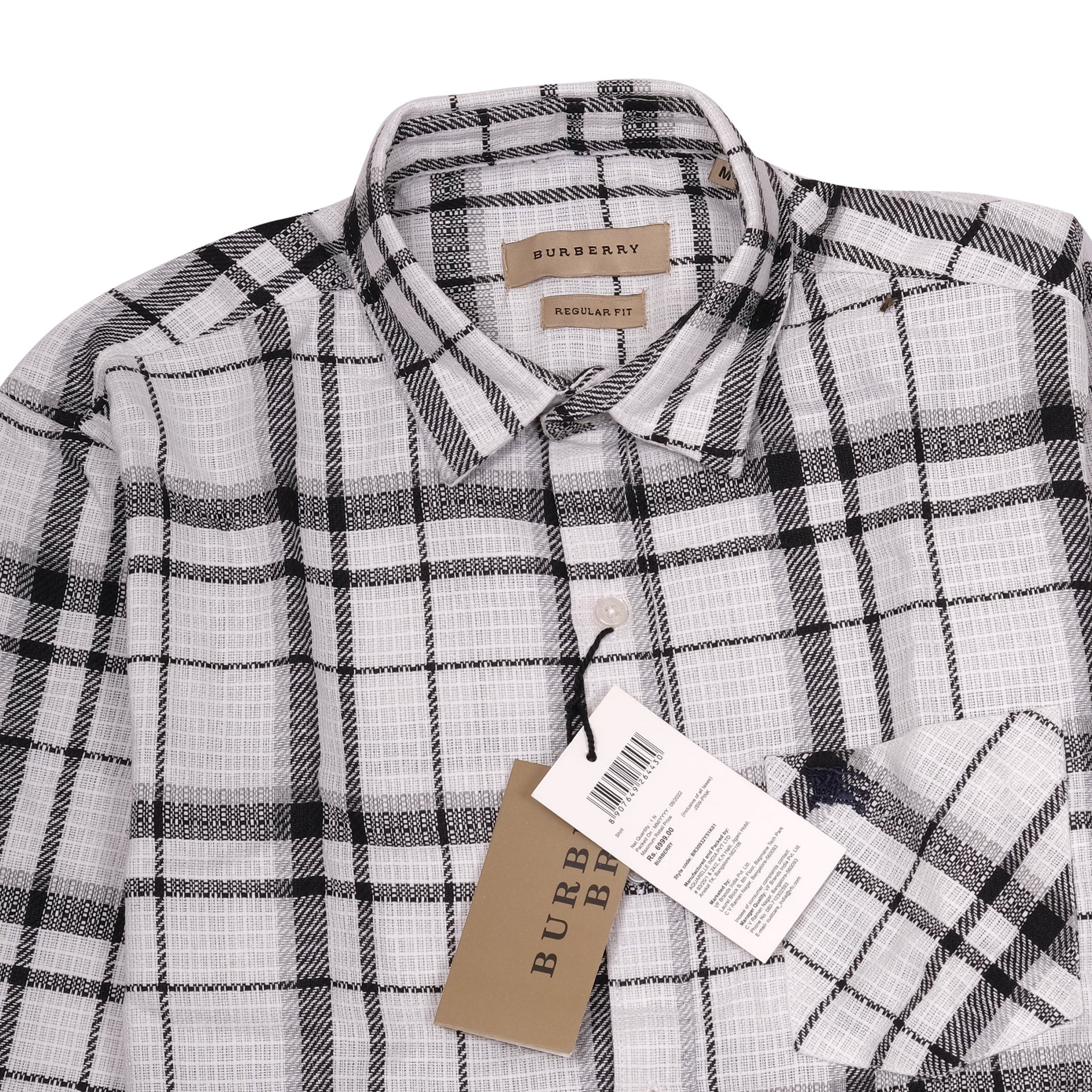BURBERRY Frosted Charcoal Check Flannel Long Sleeve Shirt