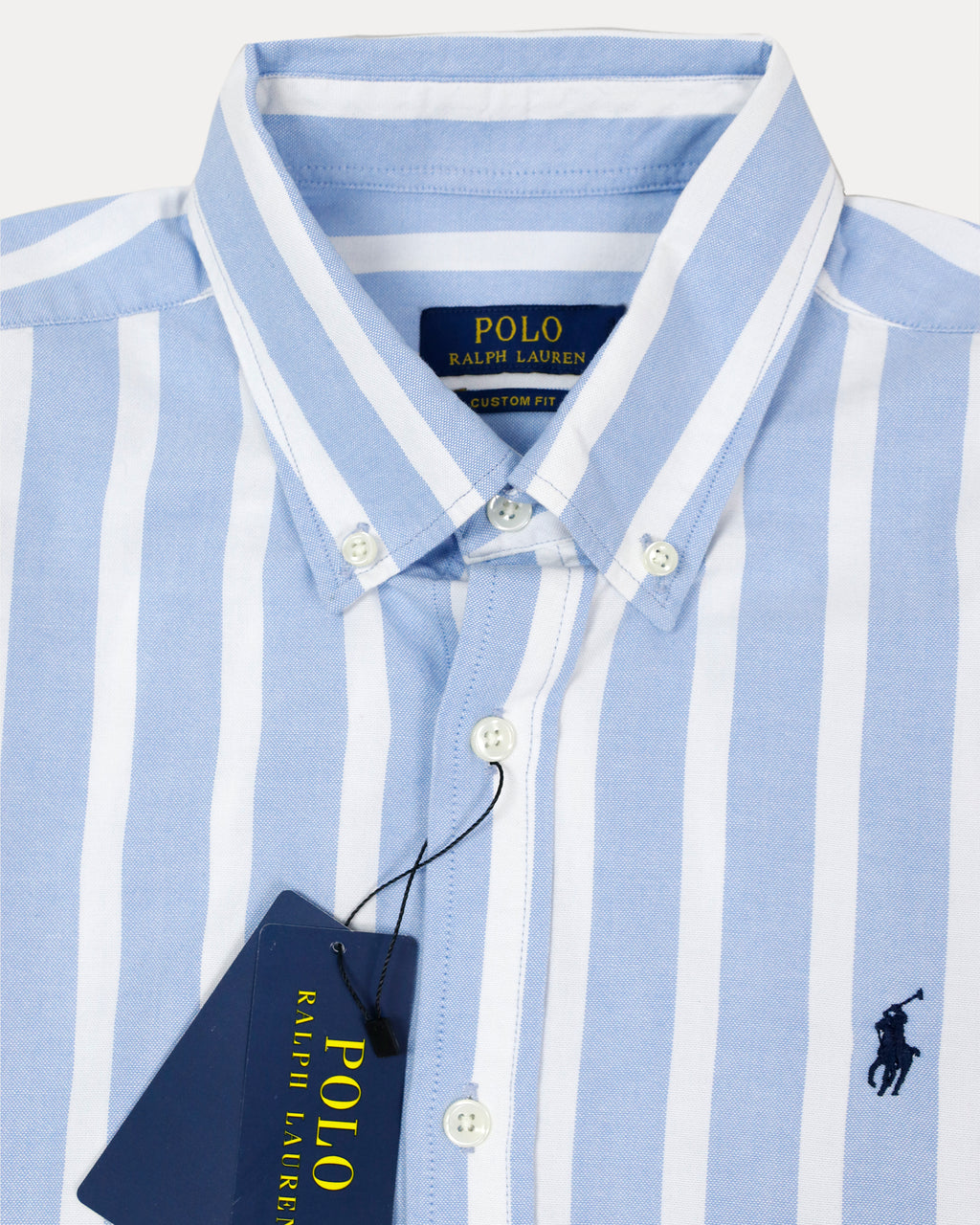 Polo Ralph Lauren Custom Fit Striped Shirt in Serene Sky Blue