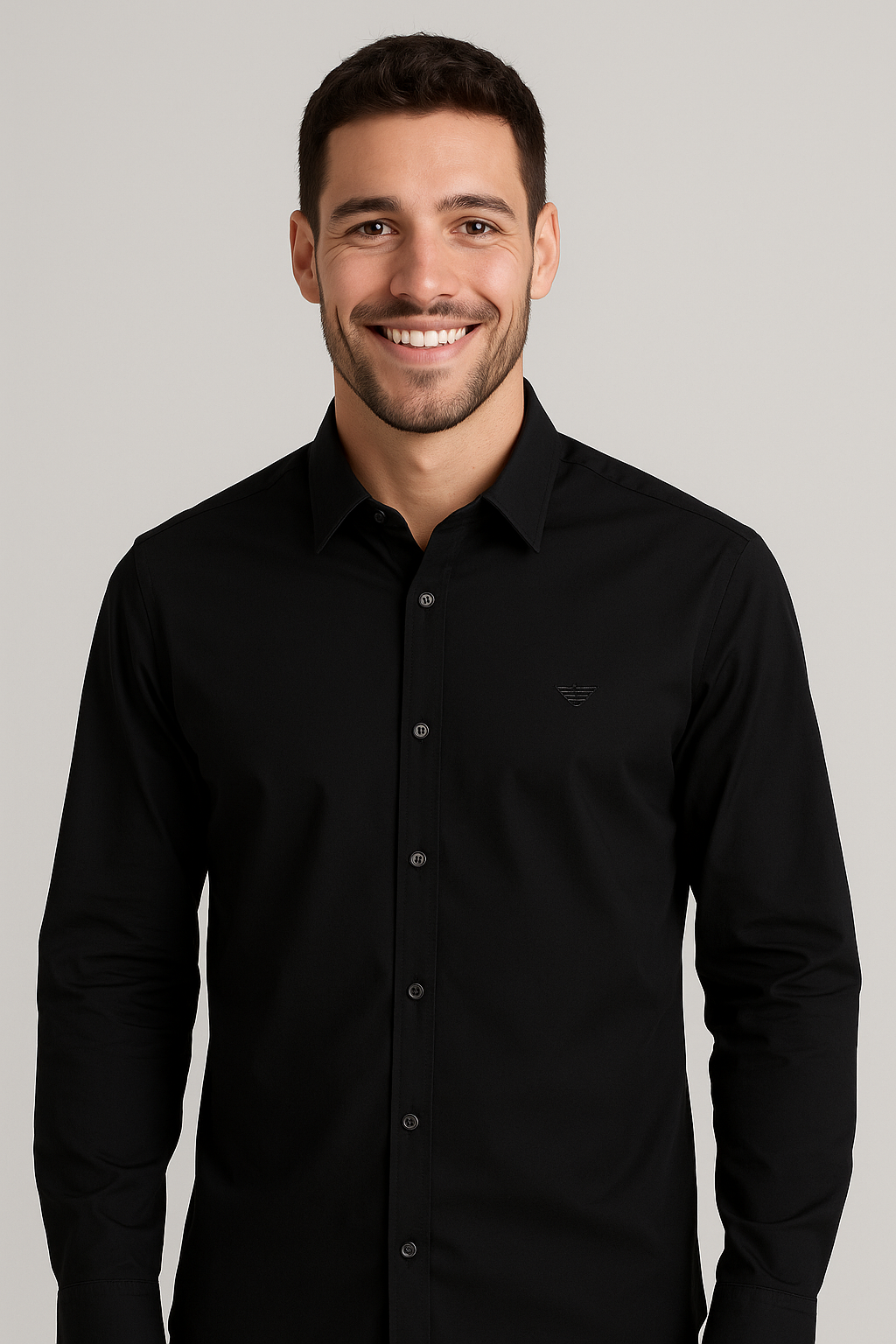 EMPORIO ARMANI Midnight Onyx Tailored Fit Long Sleeve Shirt