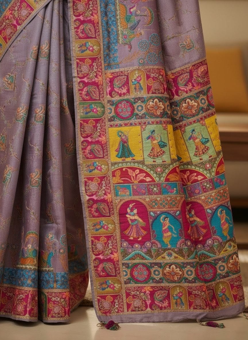 Elegant Weaves Ethnic Artistry Silk Saree with Intricate Border