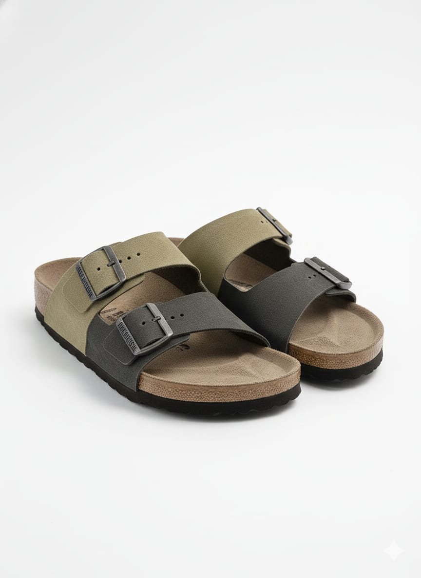 BIRKENSTOCK Enchanted Olive Dual-Strap Sandals in Serene Terracotta