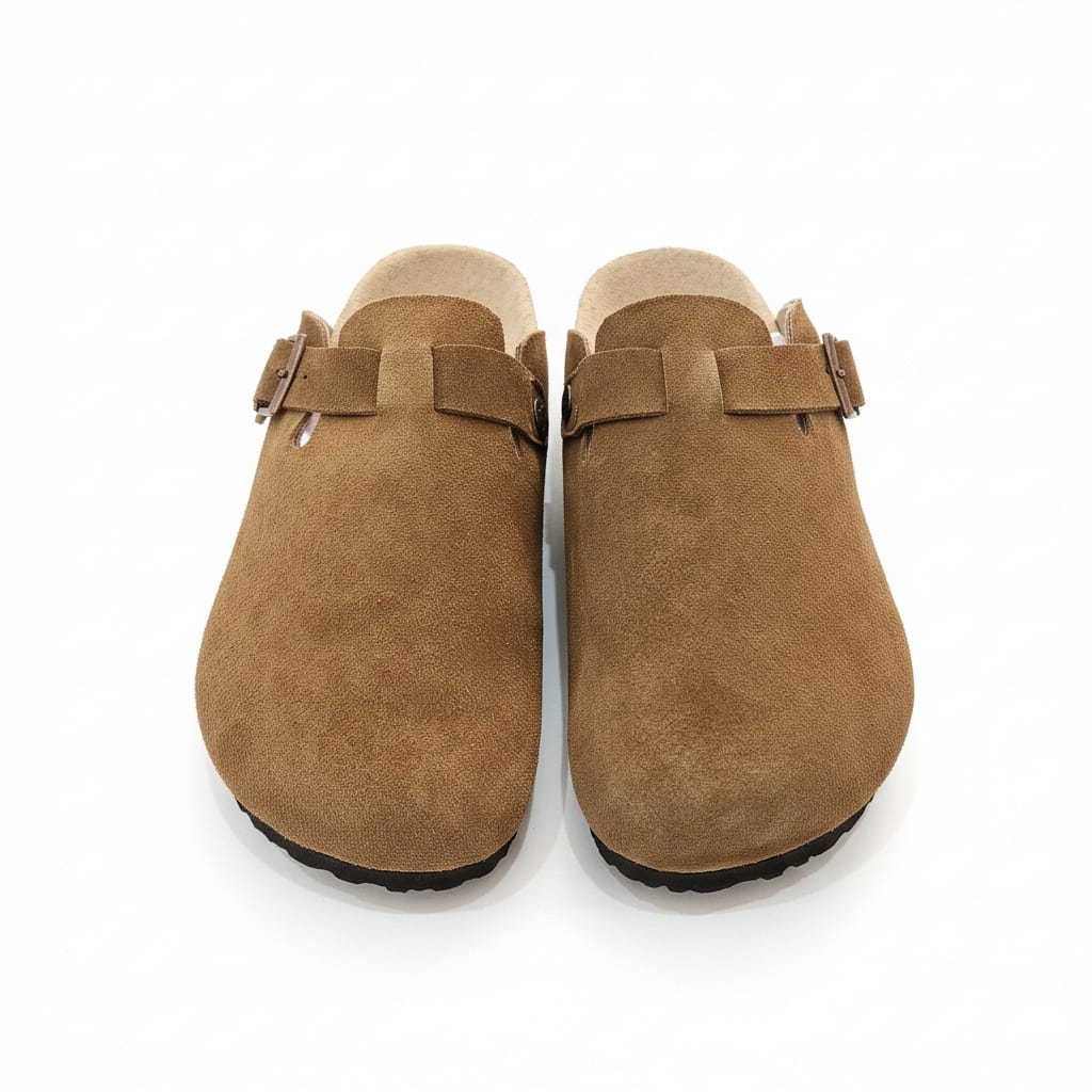Birkenstock Earthy Chestnut Luxe Suede Clogs with Adjustable Buckle