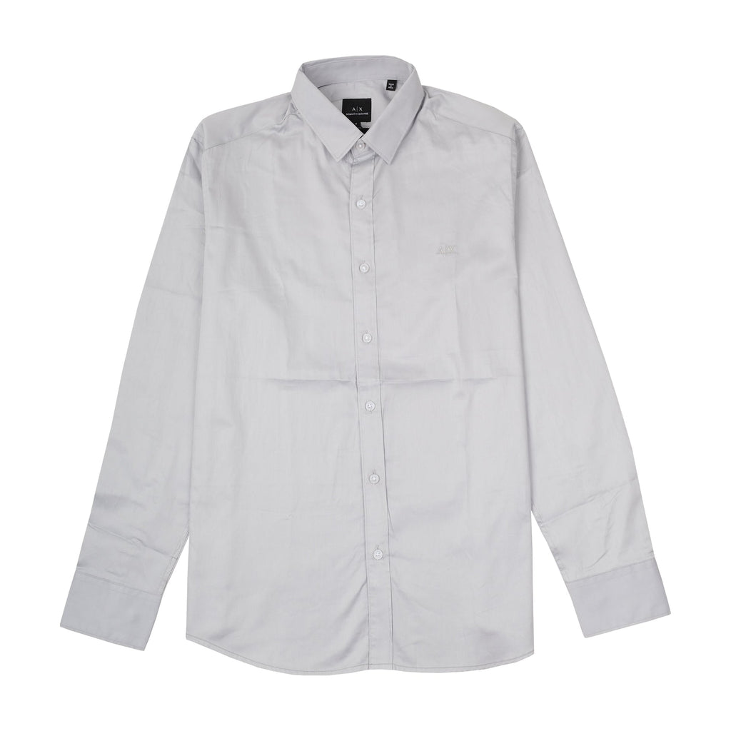 A|X ARMANI EXCHANGE Silver Mist Classic Fit Long Sleeve Cotton Shirt
