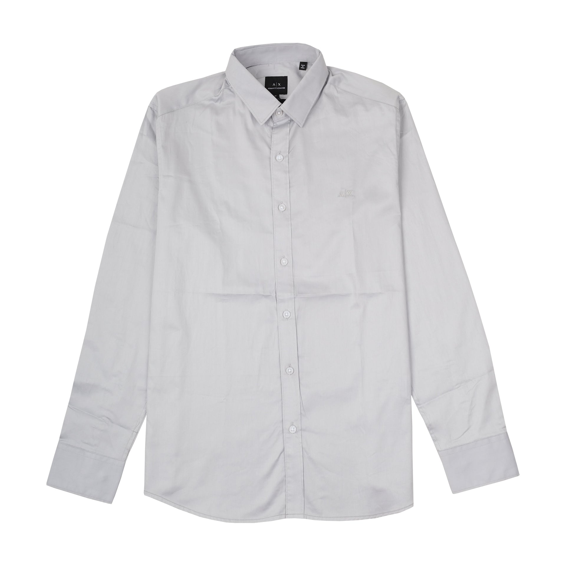 A|X ARMANI EXCHANGE Silver Mist Classic Fit Long Sleeve Cotton Shirt