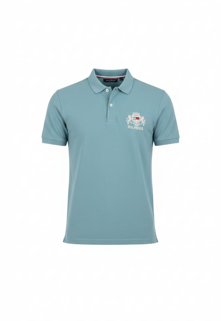PHILIPP PLEIN Tranquil Aqua Tailored Fit Short Sleeve Piqué Polo Shirt