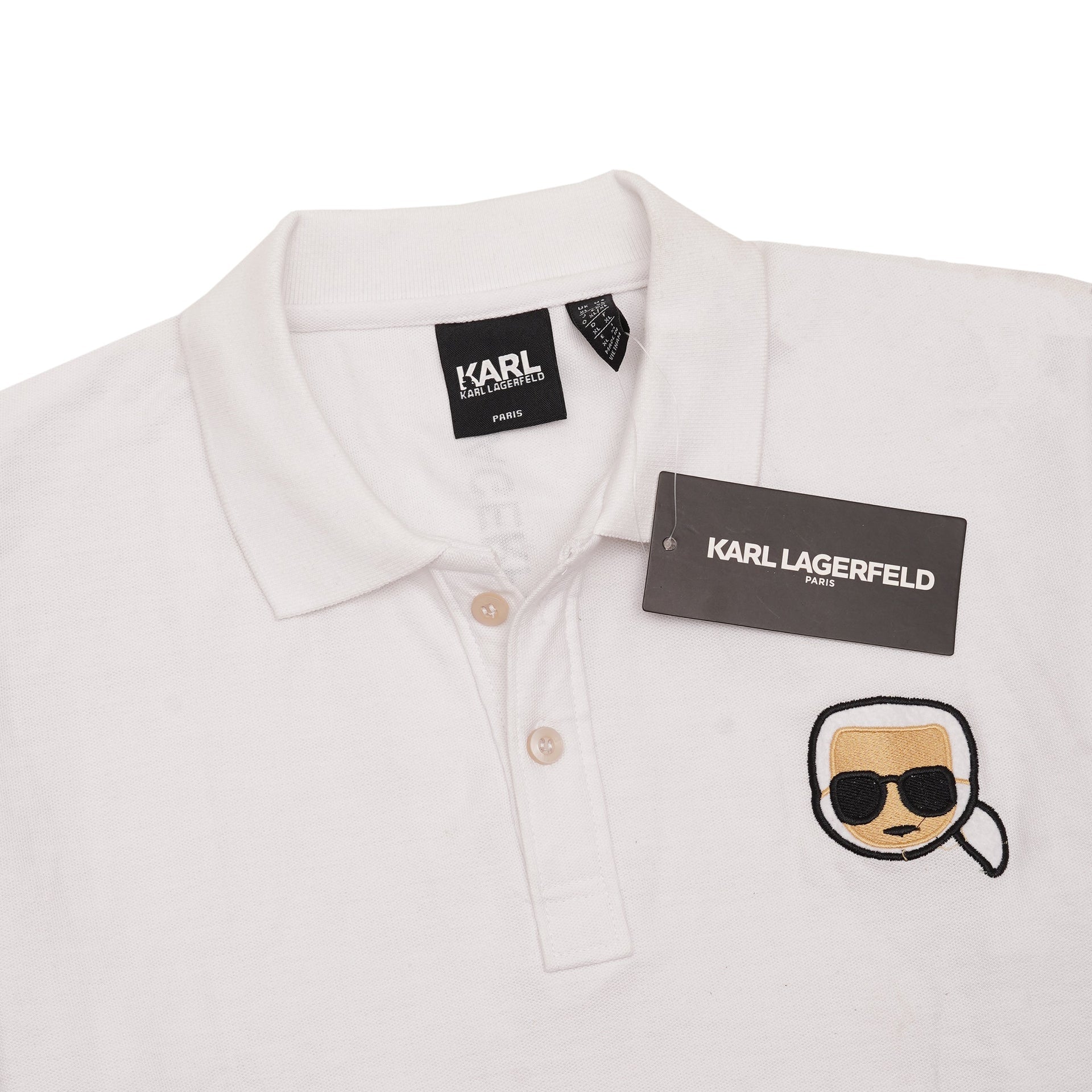 KARL LAGERFELD Frosted Pearl Classic Fit Polo Shirt with Iconic Emblem
