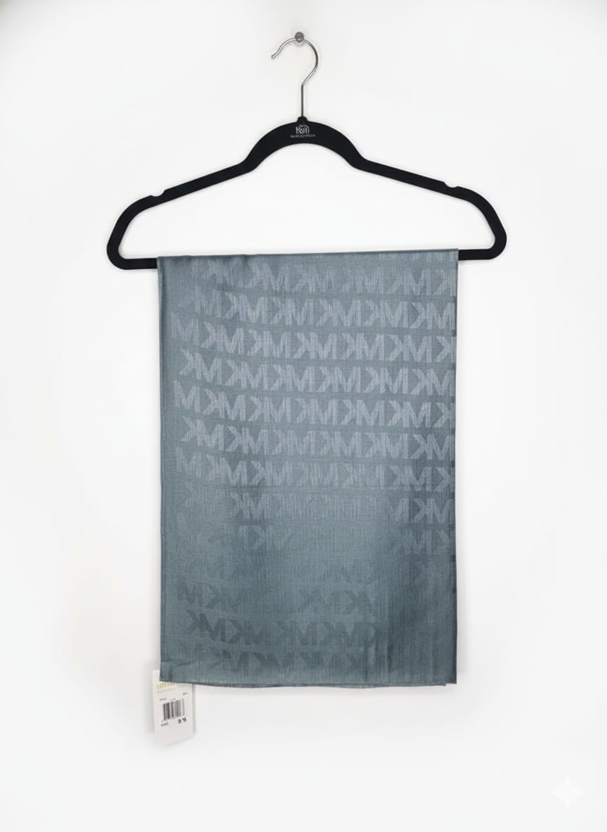MK Monogram Patterned Scarf in Slate Blue