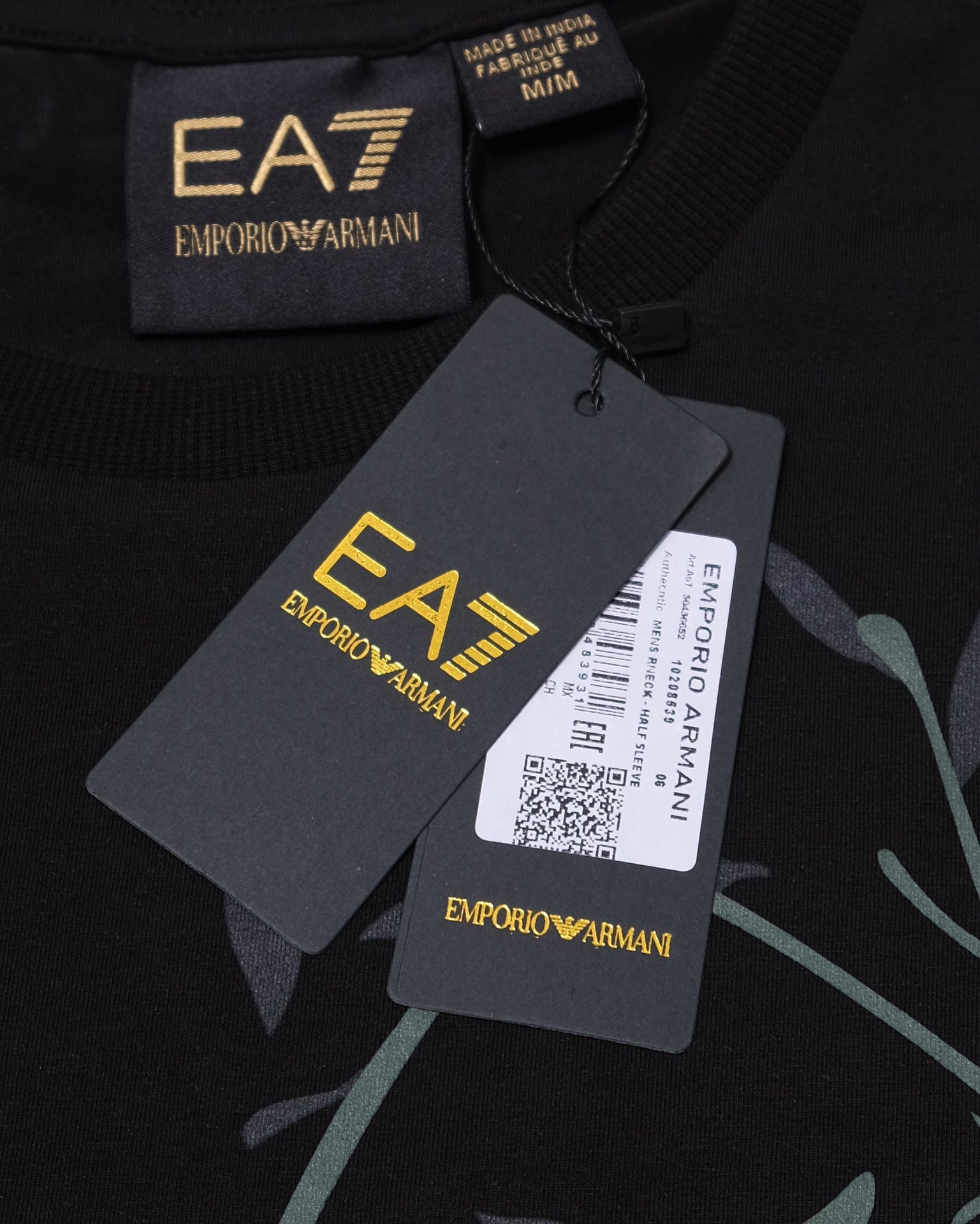 EMPORIO ARMANI EA7 Obsidian Black Slim Fit Short Sleeve Graphic Tee