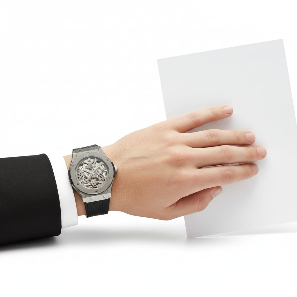 HUBLOT Shadowed Titanium Exquisite Fusion Skeleton Automatic Timepiece T-Shirt