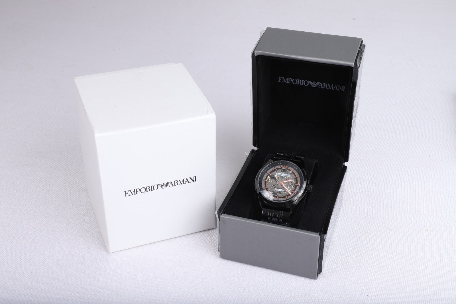 EMPORIO ARMANI Celestial Onyx Premium Chronograph Watch with Midnight Velvet Strap