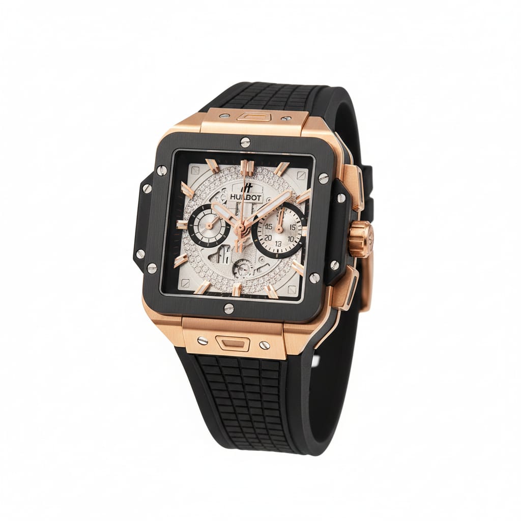 HUBLOT Obsidian Gold Classic Fusion Chronograph Rubber Watch