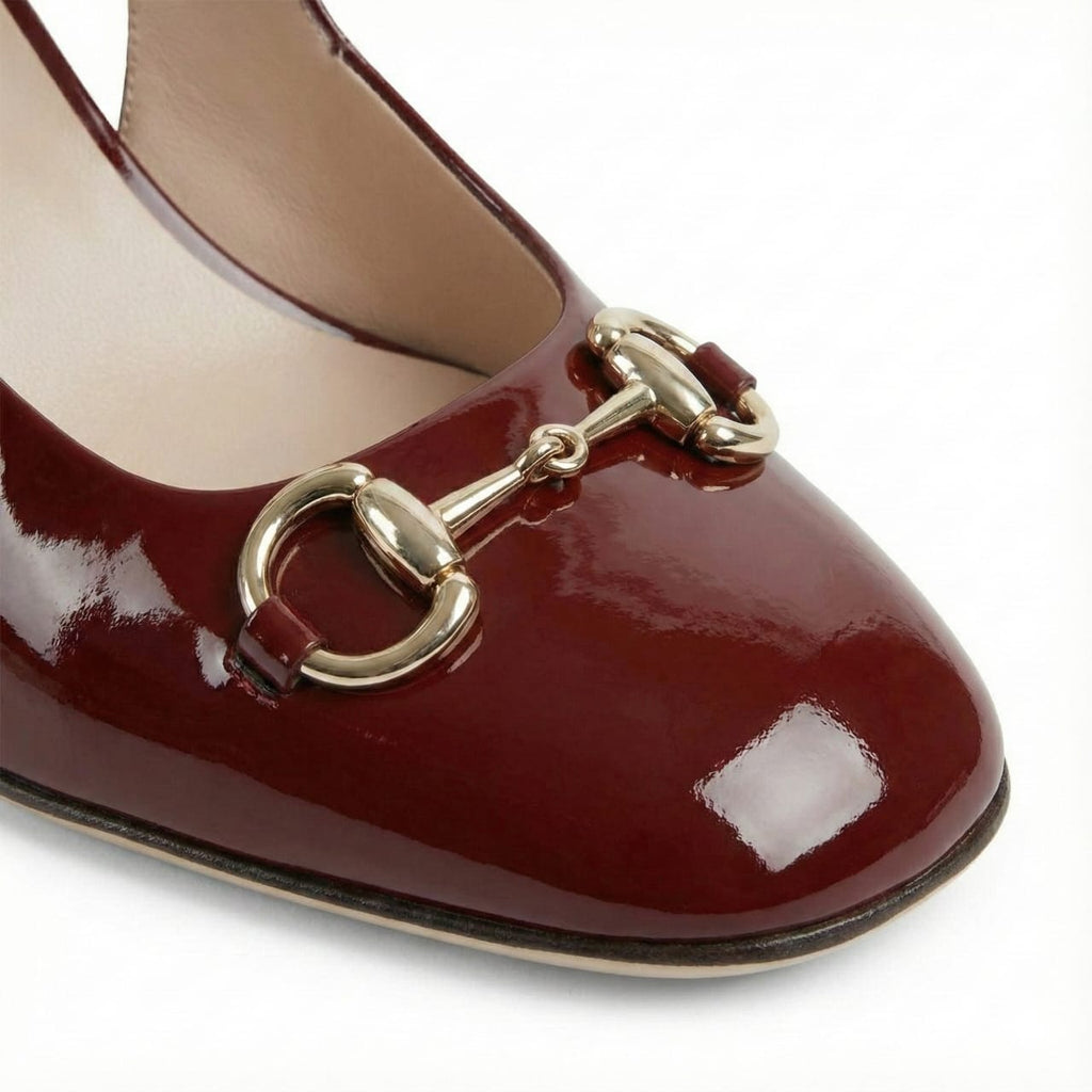 Gucci Patent Leather Slingback Heels with Buckle Detail
