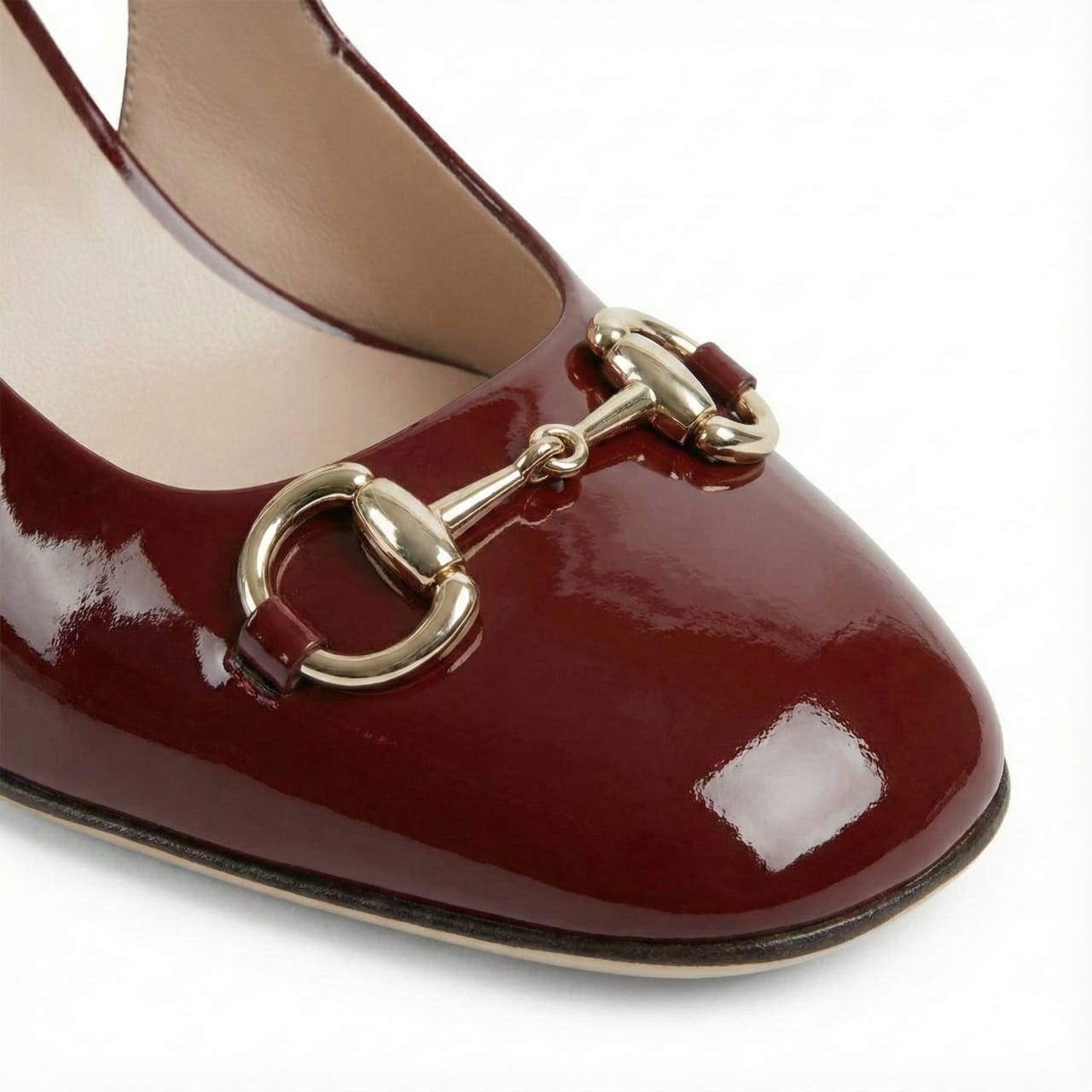 Gucci Patent Leather Slingback Heels with Buckle Detail