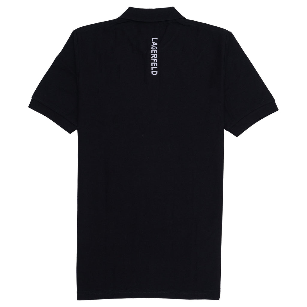KARL LAGERFELD Midnight Noir Slim Fit Iconic Embroidered Polo Shirt