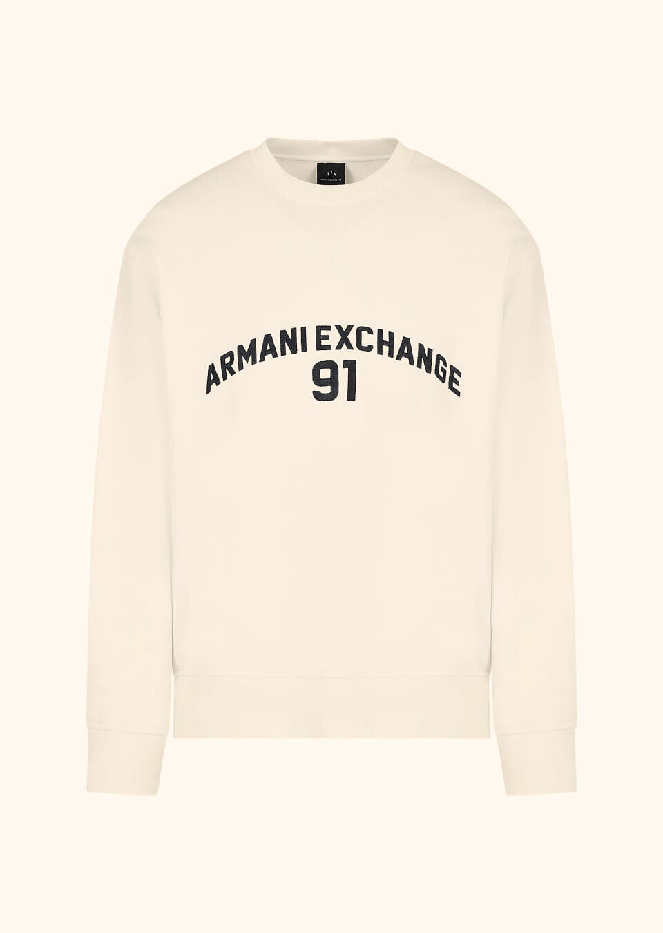ARMANI EXCHANGE Silken Ivory Signature Fit Crewneck Sweatshirt