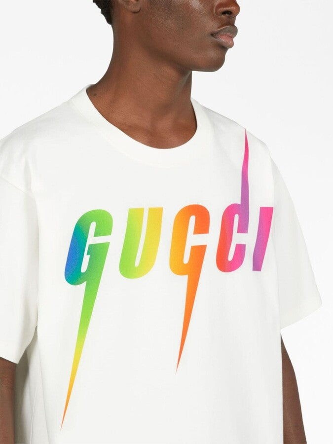 GUCCI Prism White Slim Fit Short Sleeve Tee