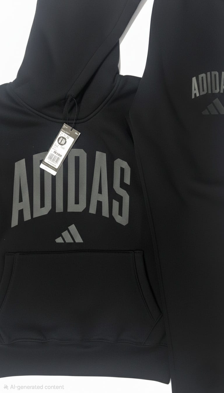 ADIDAS Essentials Black Hoodie and Jogger Set