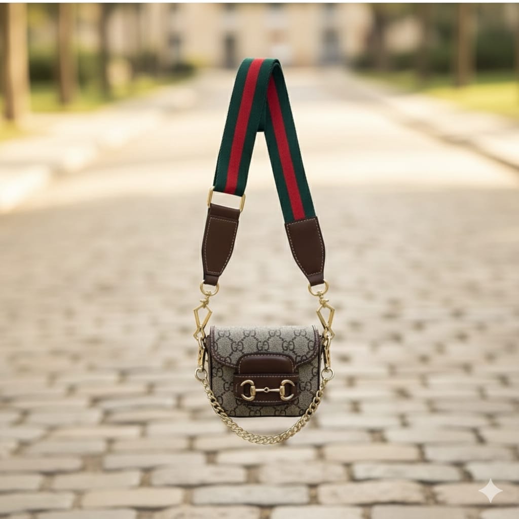Gucci Mini GG Supreme Crossbody Bag with Web Strap (IMPORTED)